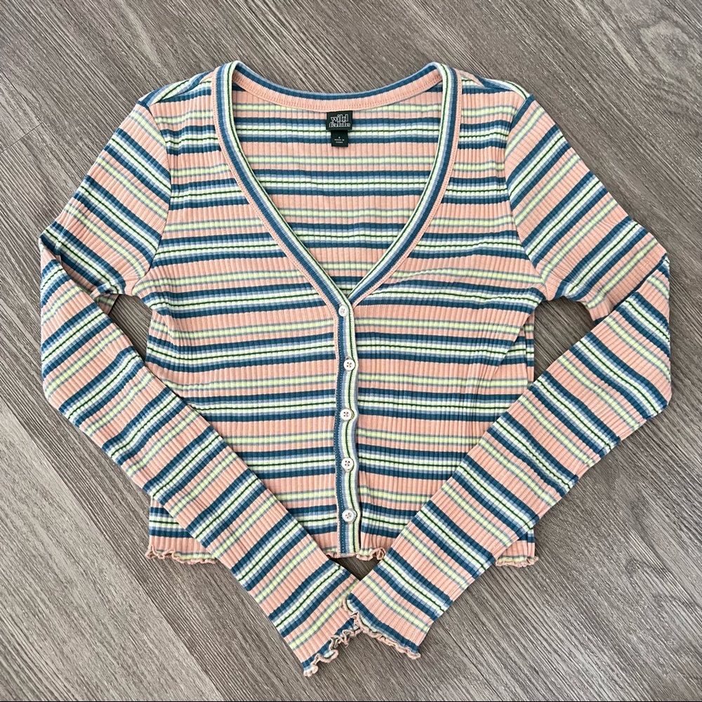 Wild Fable Stripe Cropped Cardigan